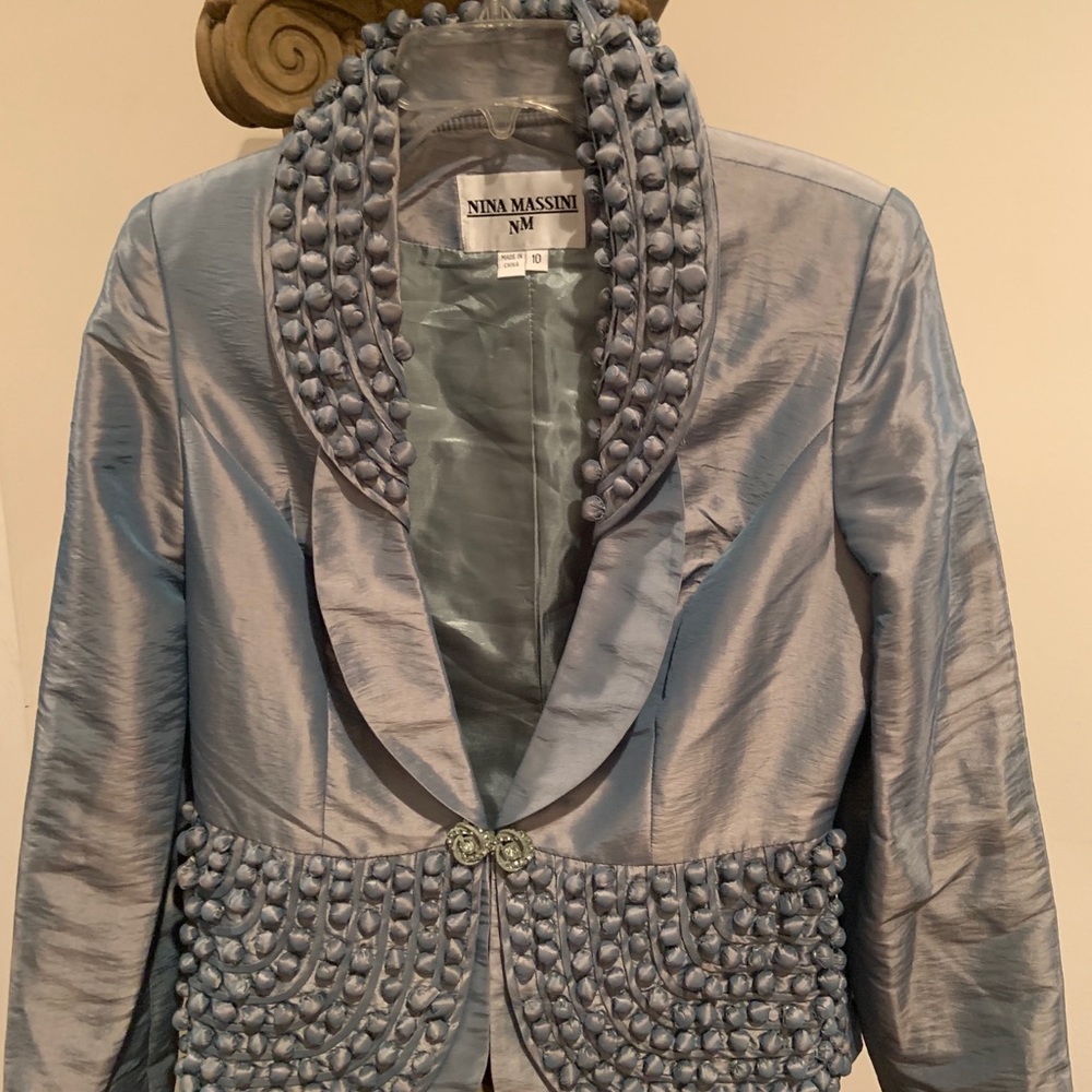 Three Piece Metallic Green Suit
